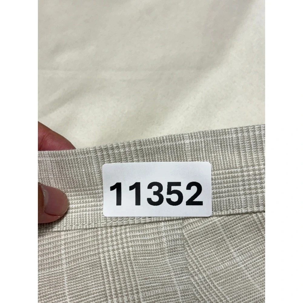 NWT J.Crew Mens Straight Linen Cotton Glen Plaid Pants Grey White 34x32 BH747